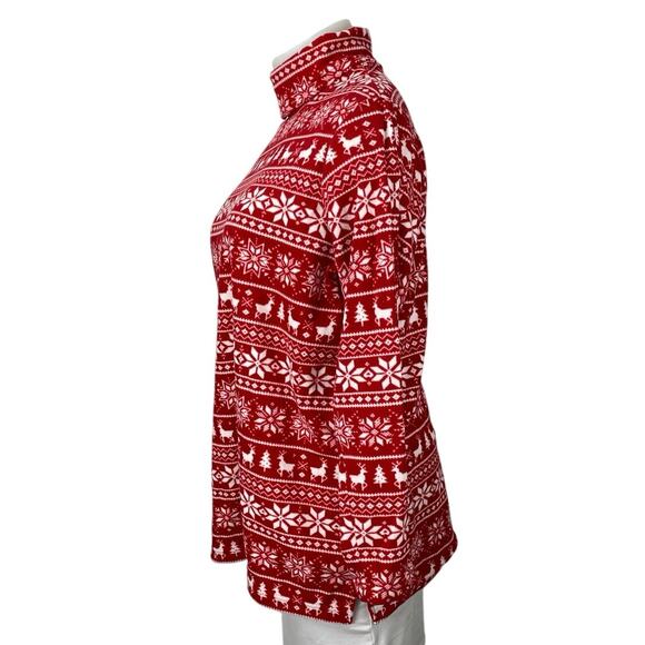 Lands' End Women's Red Fair Isle Turtleneck Long Sleeve Christmas Sweater Sz XL - Picture 2 of 5